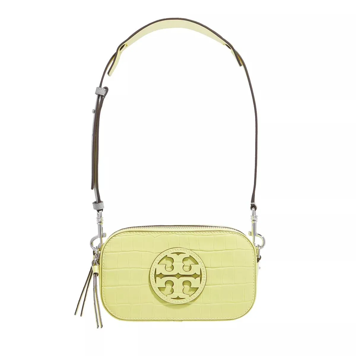 Tory Burch  Miller Croc Embossed Mini Crossbody Bag Neon Lemon