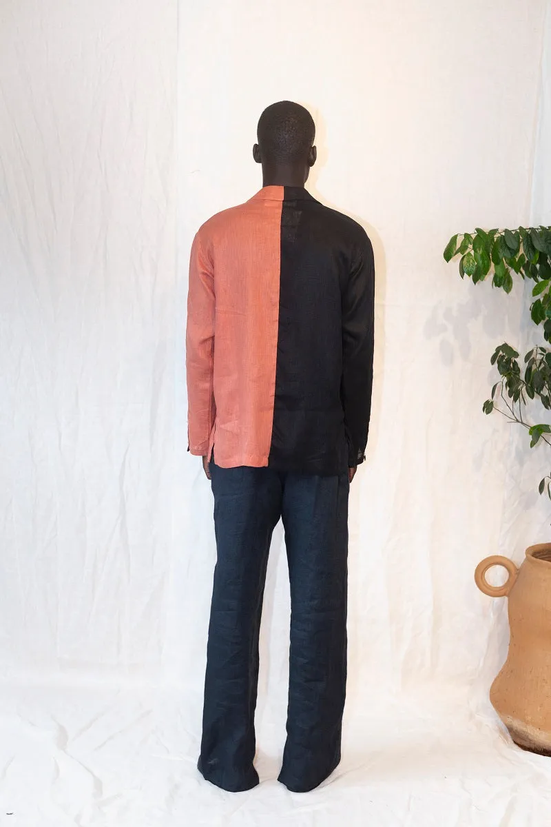 Un Cote Shirt +Faroter  Pants  - Salmon and Black