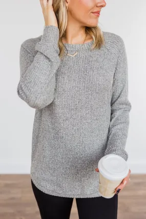 Unspeakable Beauty Knit Long Sleeve Top- Grey