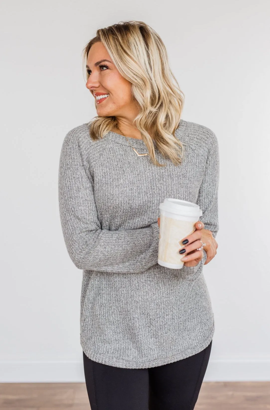 Unspeakable Beauty Knit Long Sleeve Top- Grey