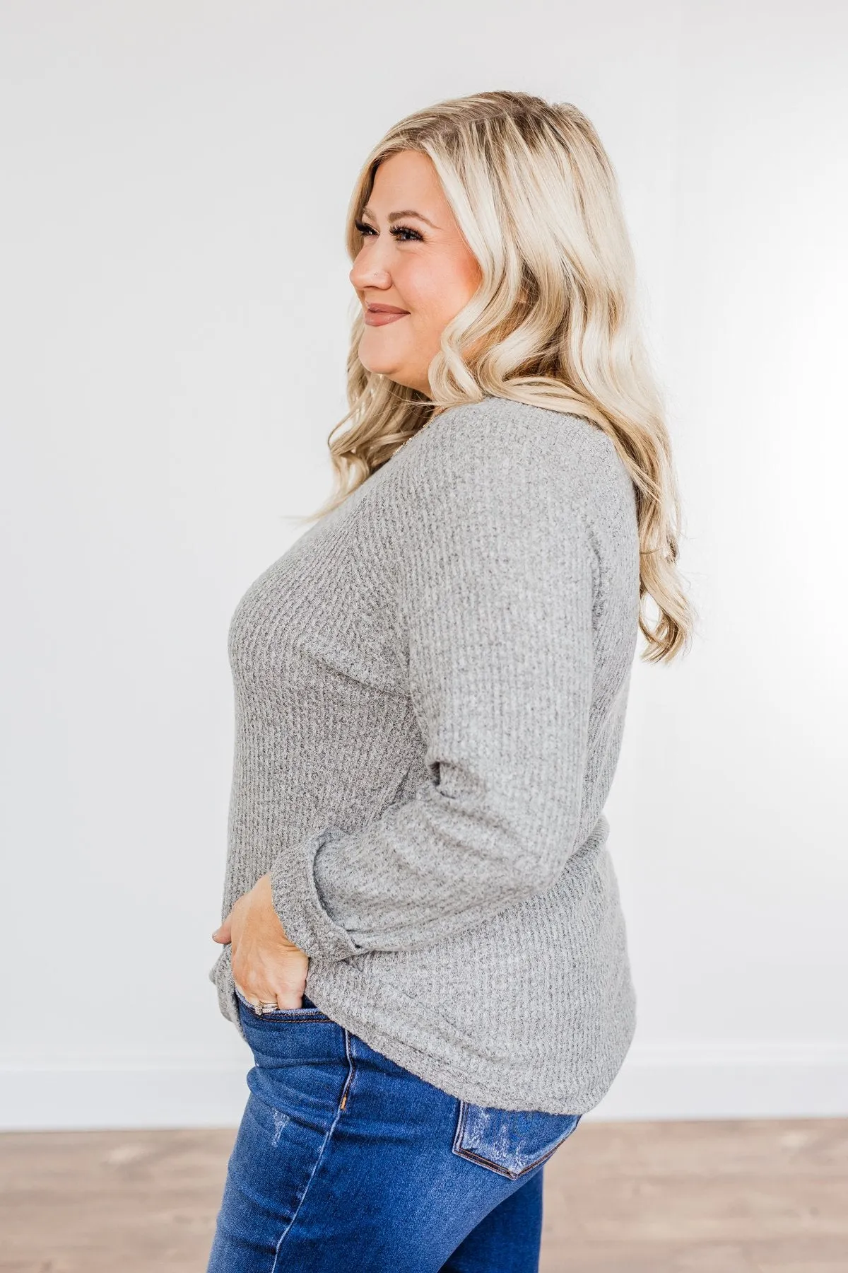 Unspeakable Beauty Knit Long Sleeve Top- Grey