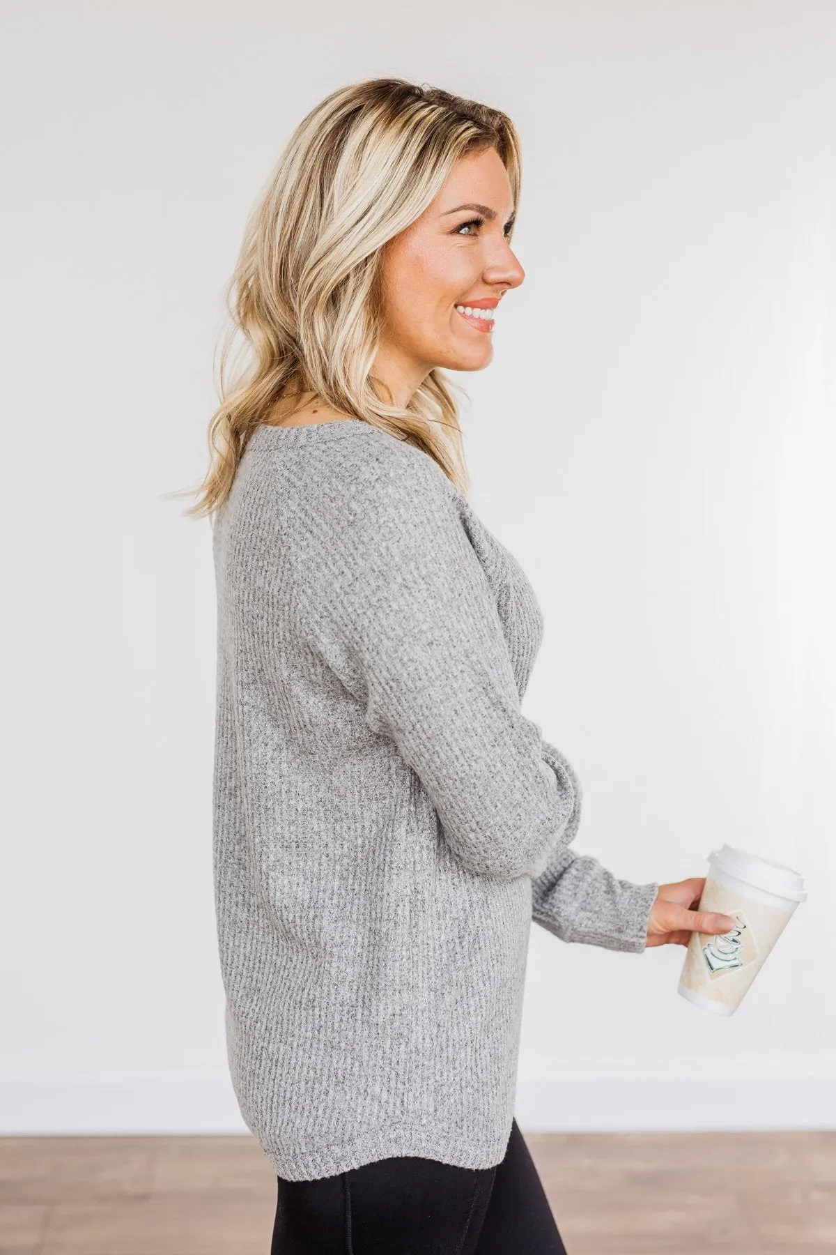 Unspeakable Beauty Knit Long Sleeve Top- Grey