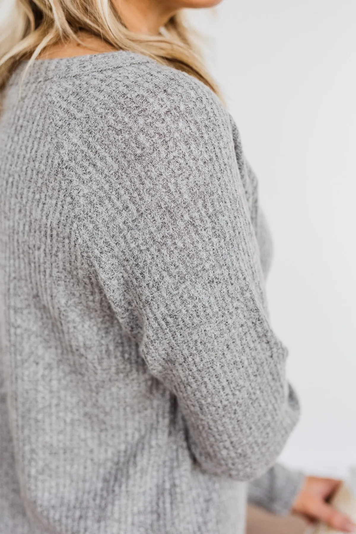 Unspeakable Beauty Knit Long Sleeve Top- Grey