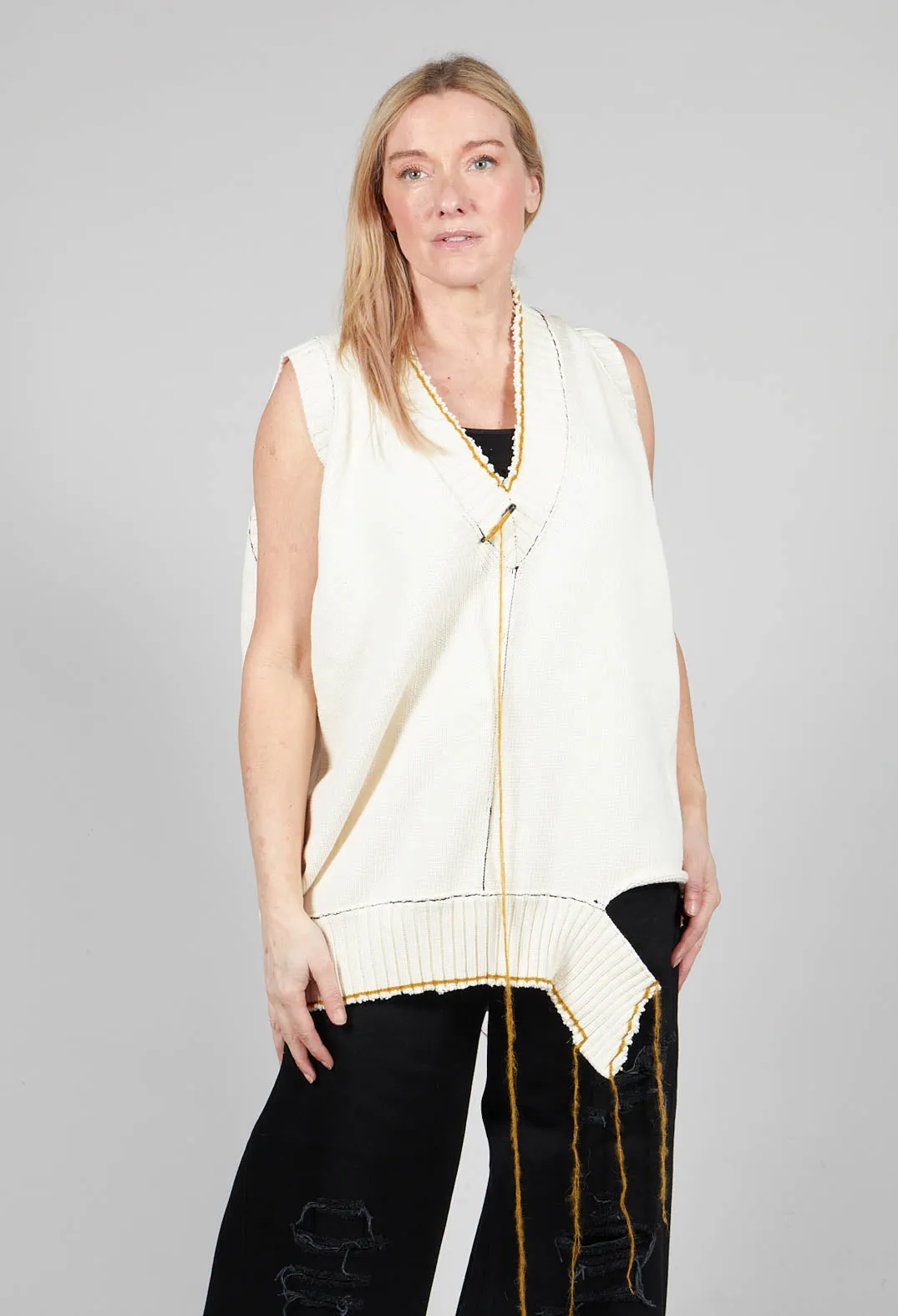 V Neck Vest in White