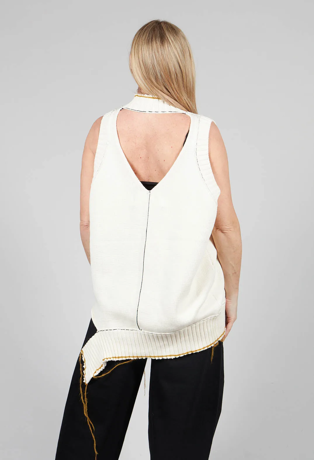 V Neck Vest in White