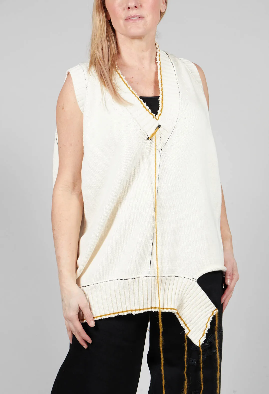 V Neck Vest in White