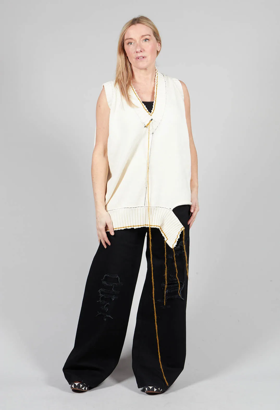 V Neck Vest in White