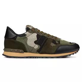 Valentino Rockrunner Camouflage Khaki Mesh Sneaker