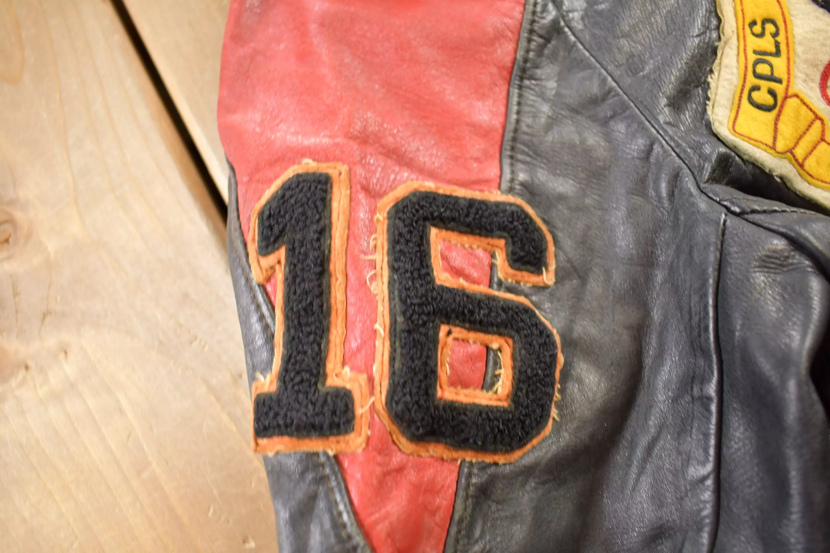 Vintage 1950s CPLS Basketball Club Leather Jacket / Lightning Zipper / Leather Bomber Jacket / Patchwork / Biker Jacket