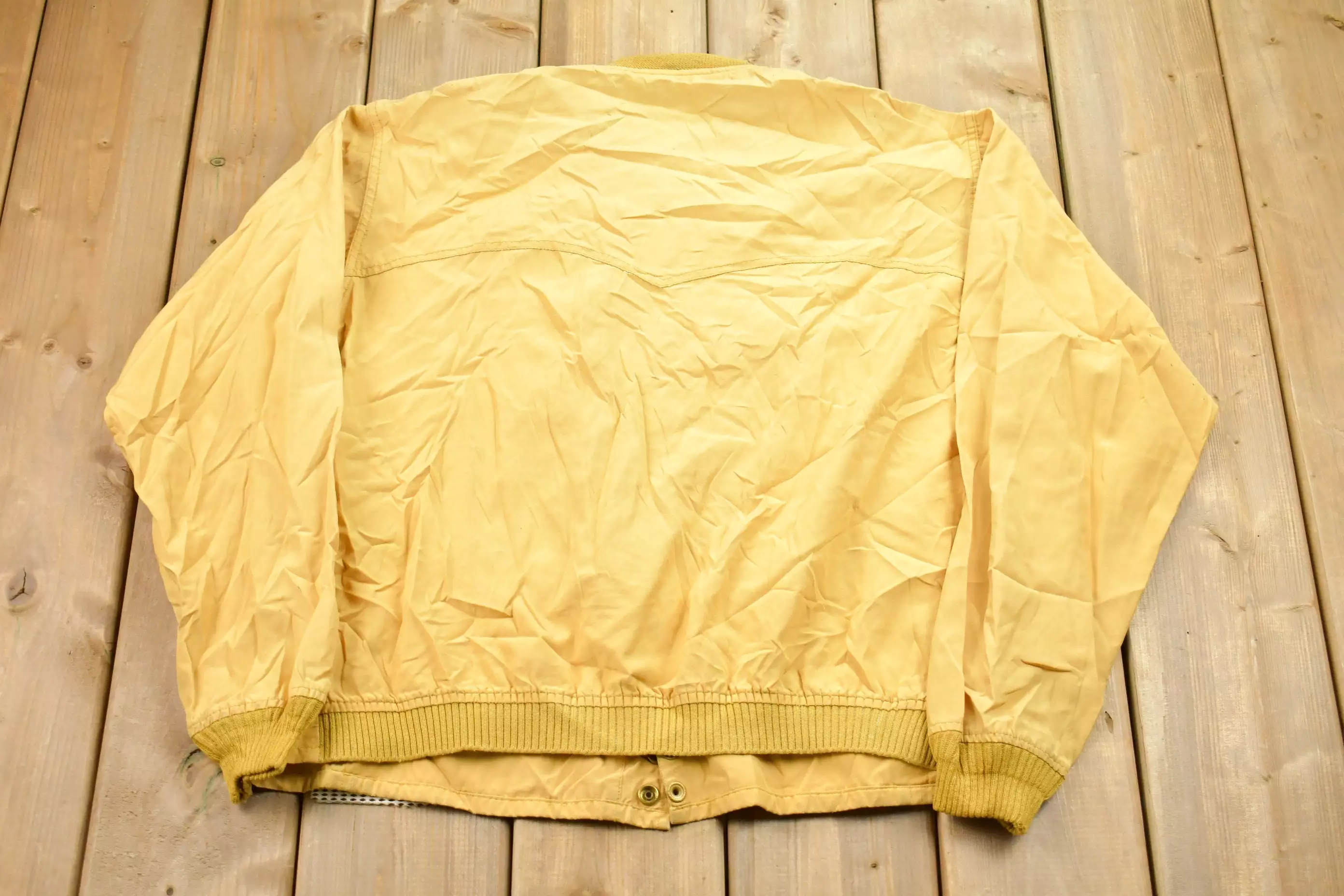 Vintage 1960s Rain Drizzle Bomber Jacket / 60s Bomber / Athletic Spring Summer Sportswear / Streetwear / Athleisure / Yellow Bom