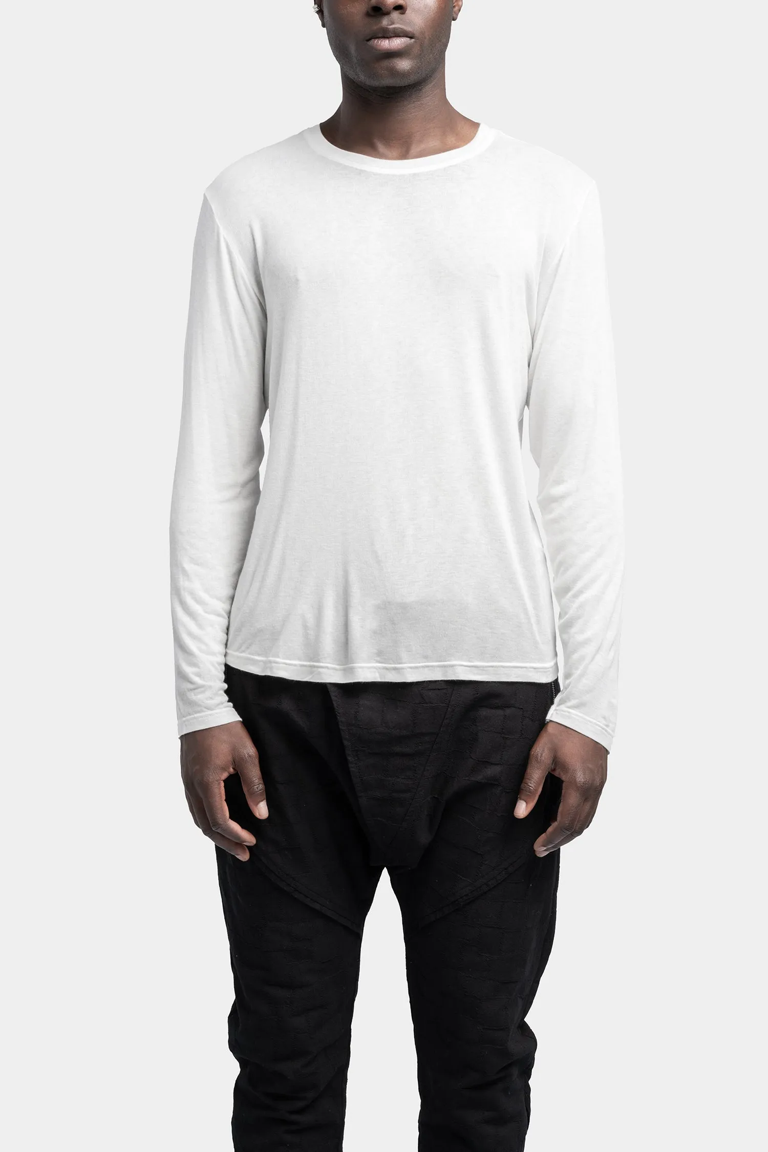 Viscose/silk long sleeve t-shirt, White