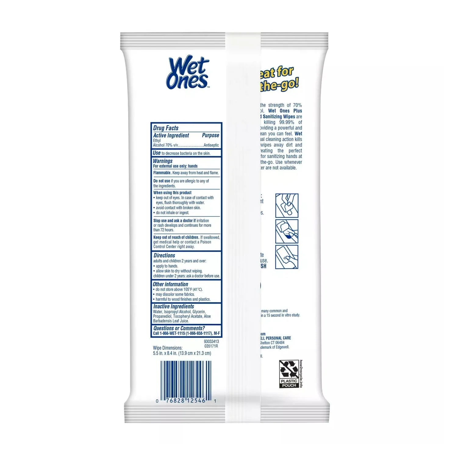 Wet Ones Plus Alcohol Wipes 20ct 2-PACK