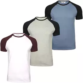 Xact Mens 3-Pack T-Shirts with Raglan Short Sleeves and Crew Neck Collar