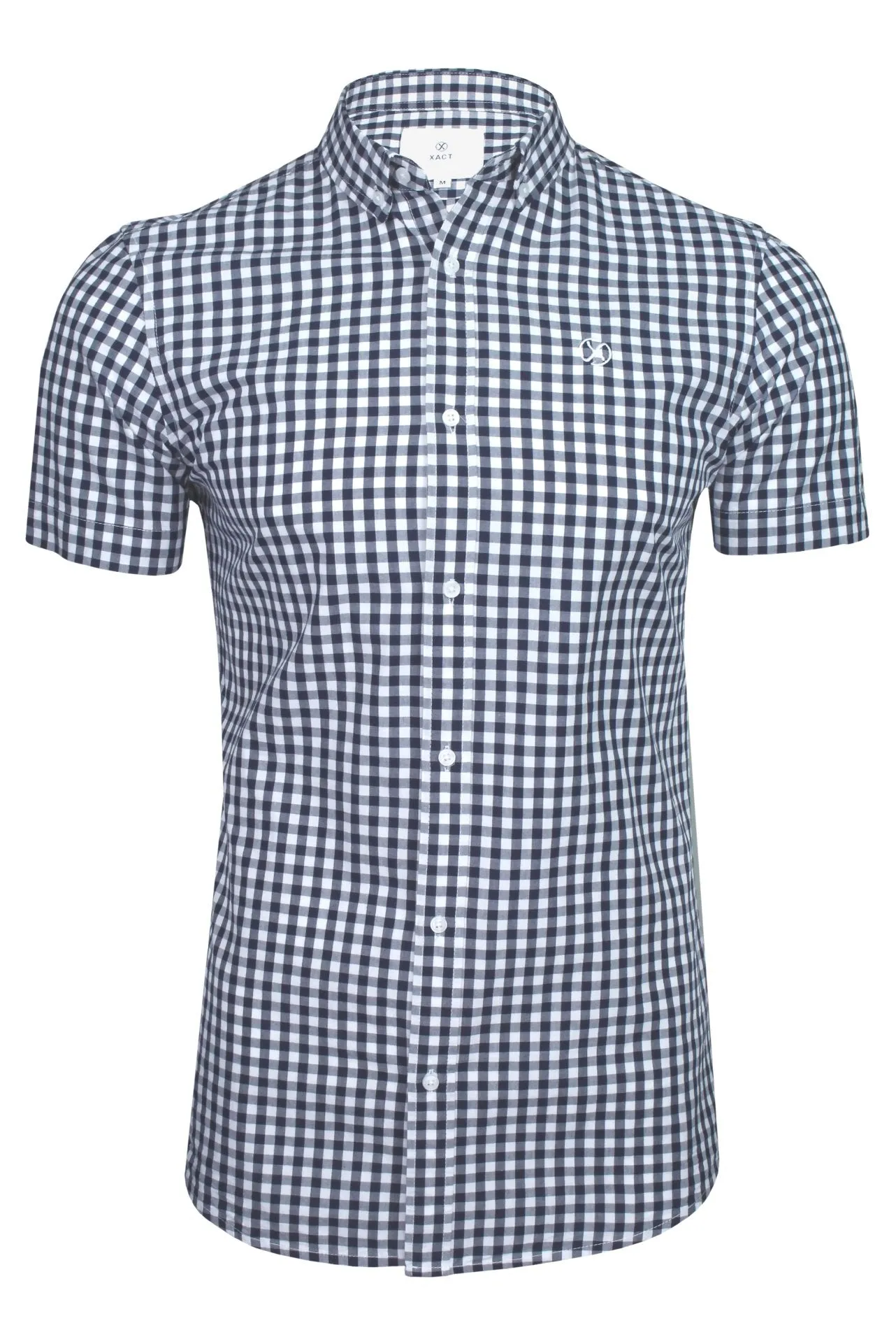 Xact Mens Cotton Gingham Check Shirt - Short Sleeved