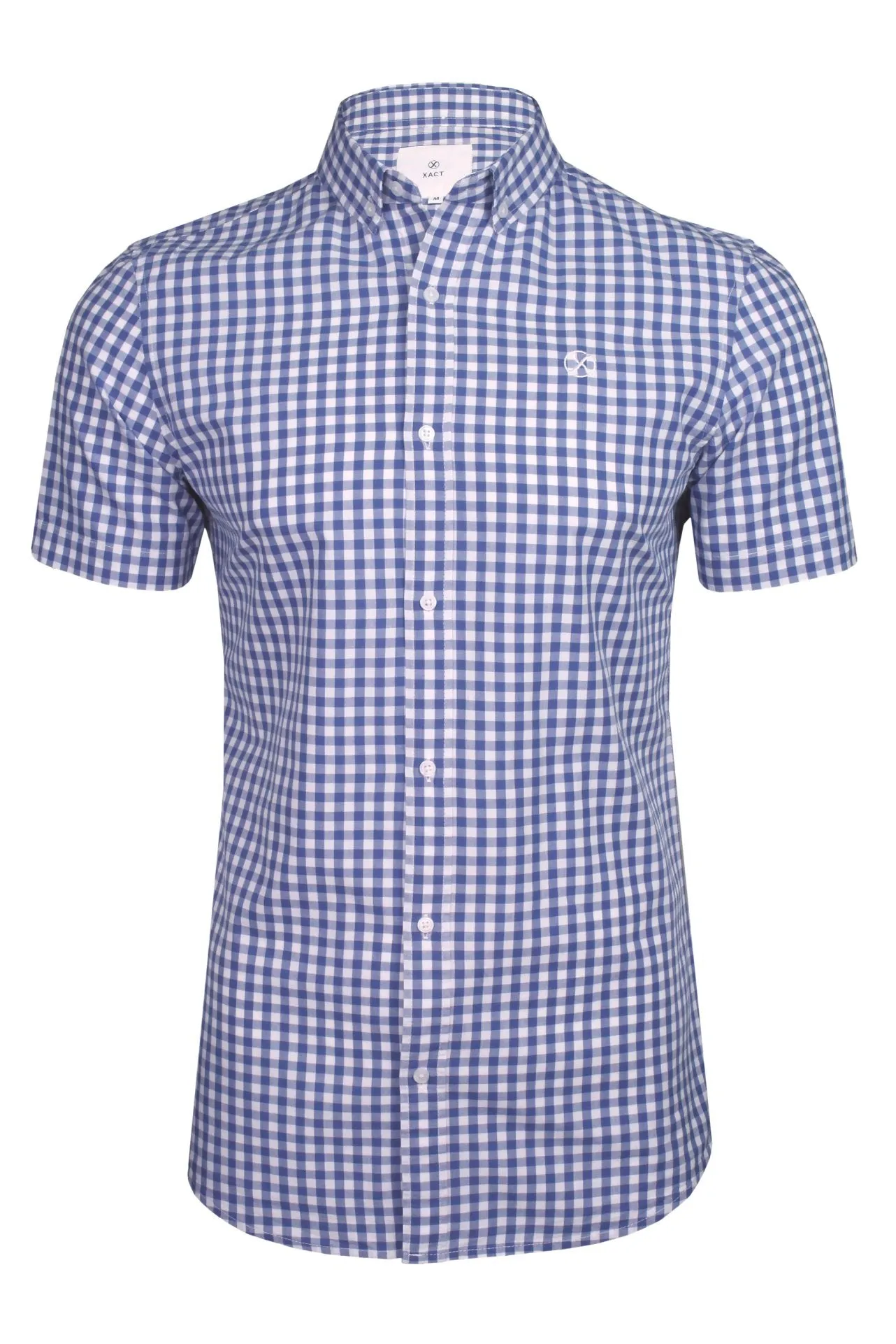 Xact Mens Cotton Gingham Check Shirt - Short Sleeved