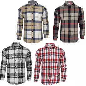 Xact Mens Heavy Flannel Plaid Check Lumberjack Over Shirt  Long Sleeved