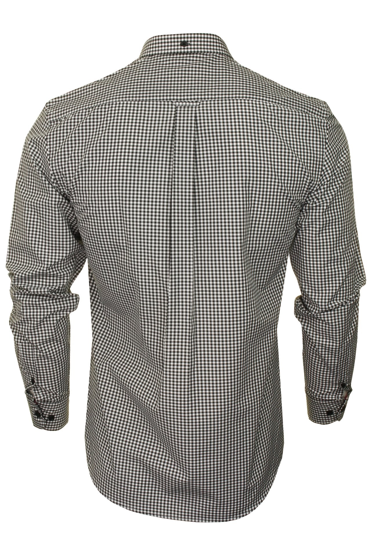 Xact Mens Slim Fit Gingham Check Shirt - Long Sleeved