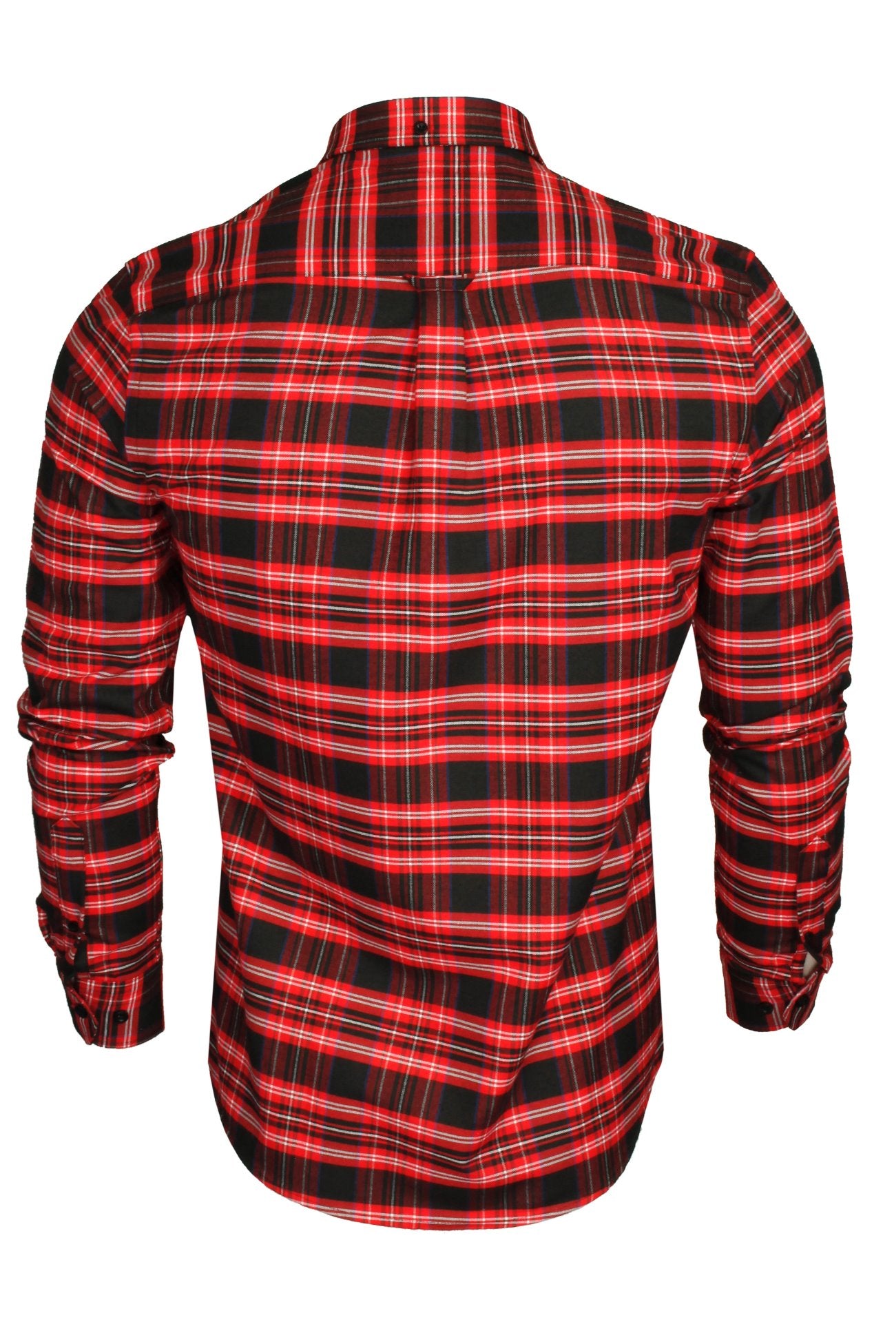 Xact Mens Tartan Plaid Button-Down Check Shirt - Long Sleeved